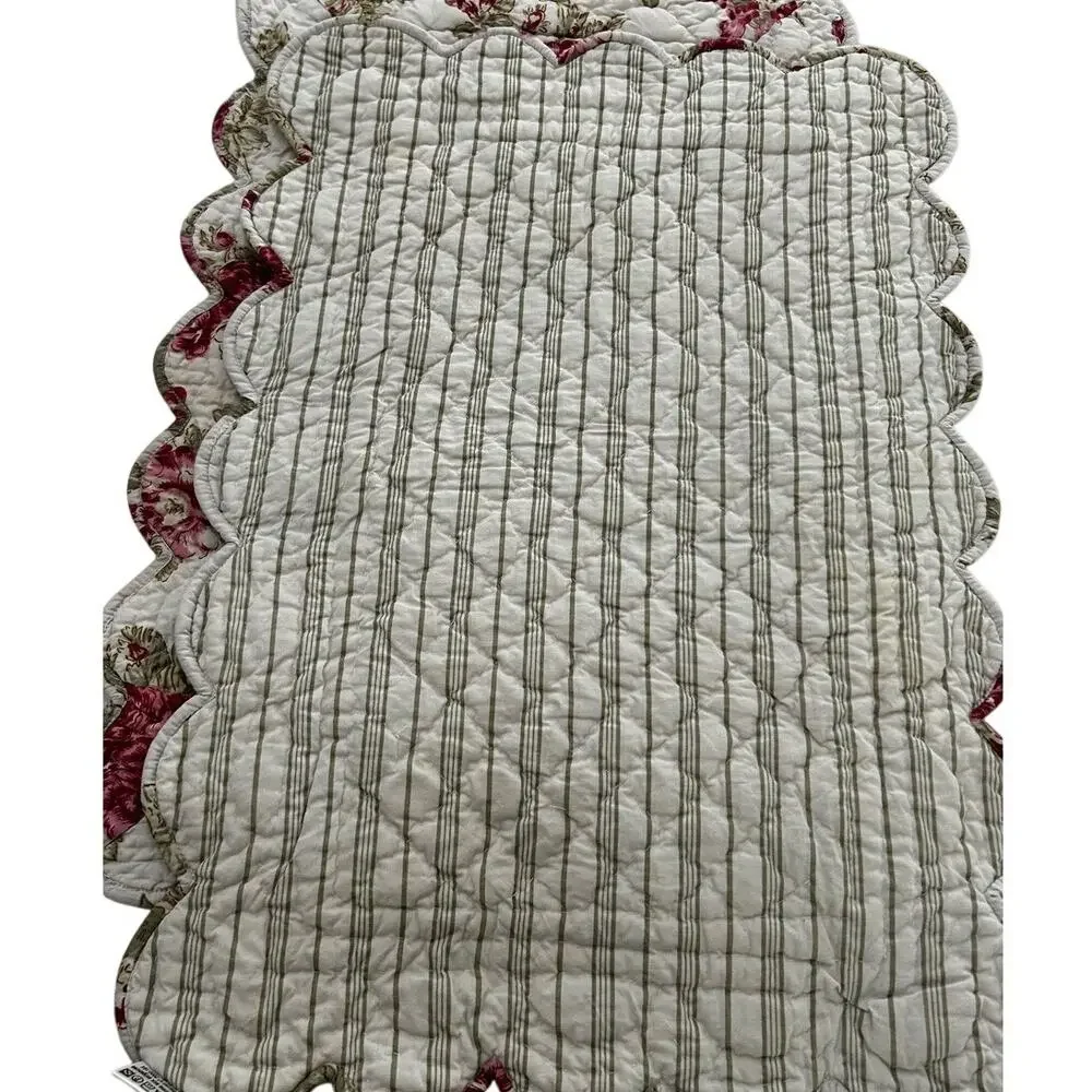 Boutis Piqué Placemats Set of 3 Autumn Rose Floral Quilted French 20x14